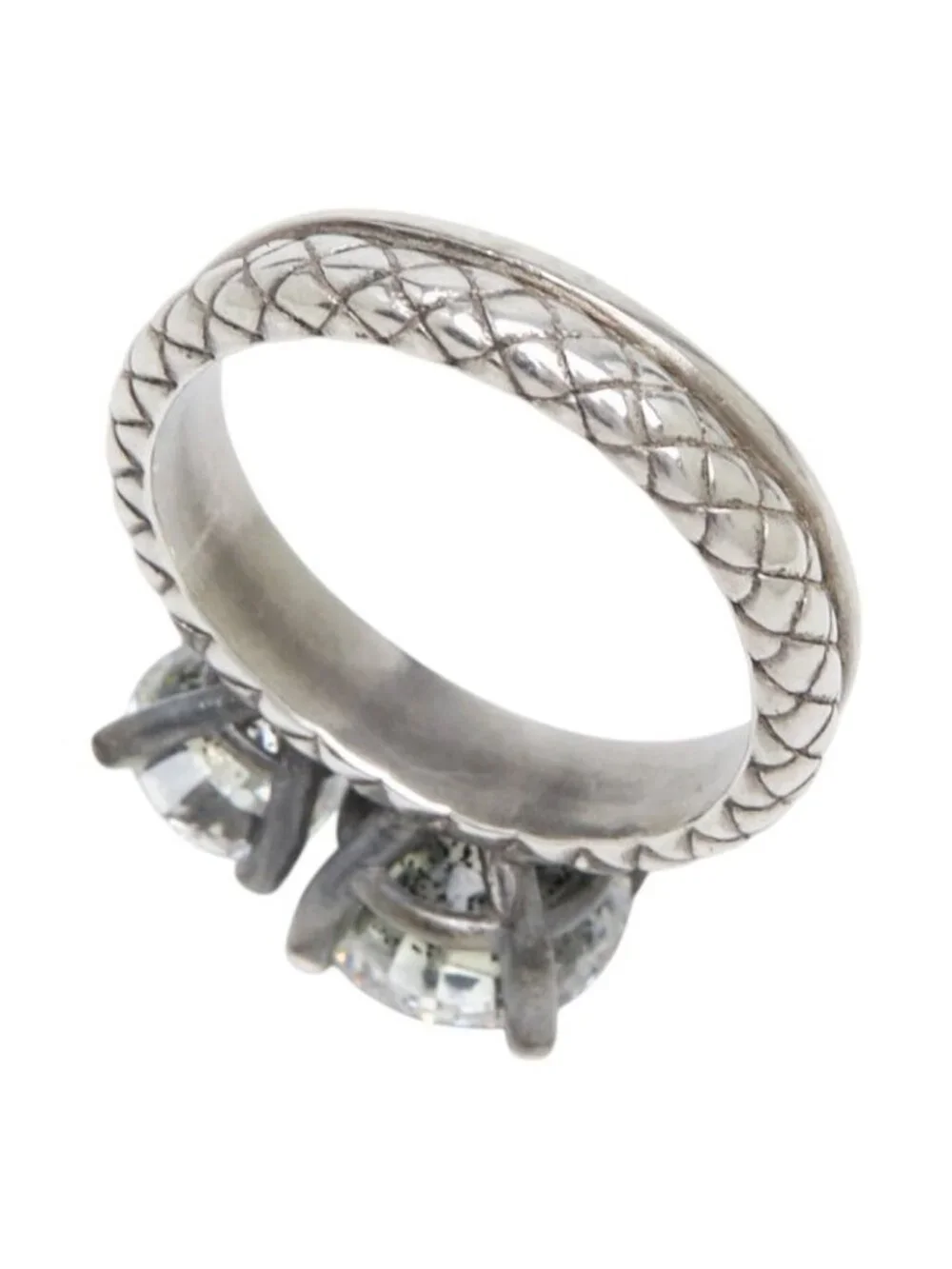 Bottega Veneta Intrecciato Ring Silver Cubic Zirconia